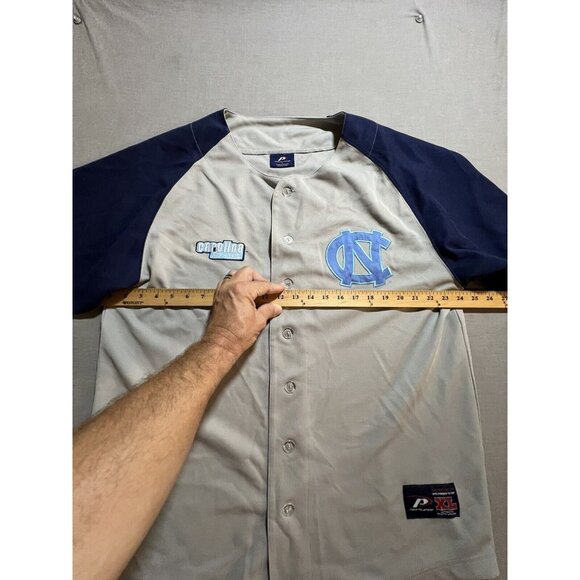 VTG 90'S PRO PLAYER NORTH CAROLINA‎ TAR HEELS GRAY BLUE BASEBALL BUTTON JERSEY L - Picture 10 of 13